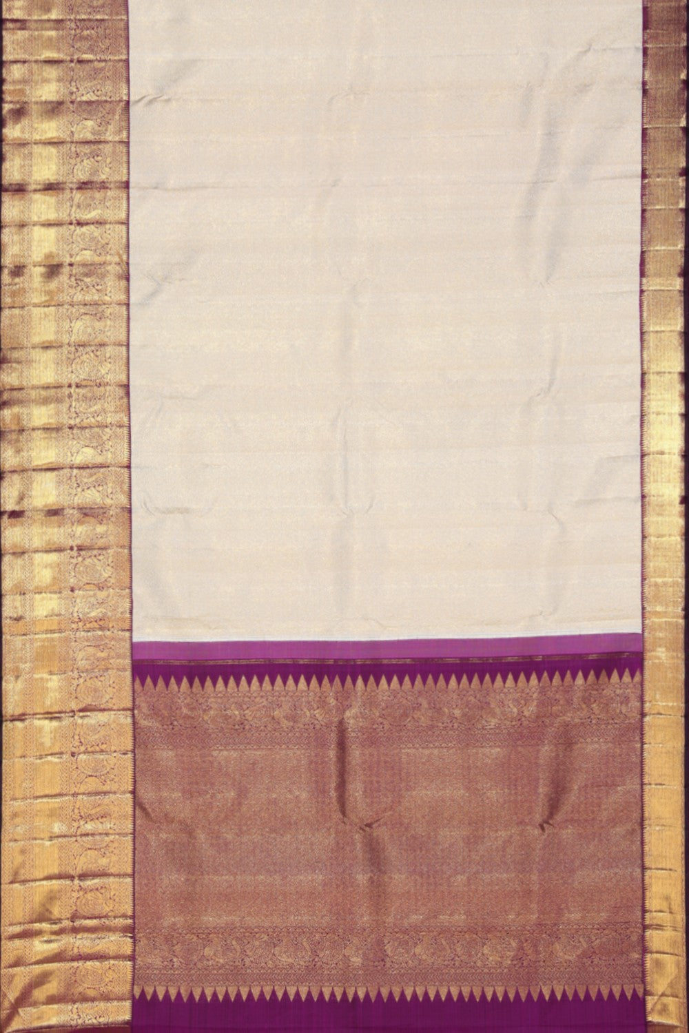 Image of Arani Silk Brocade Off-White Saree